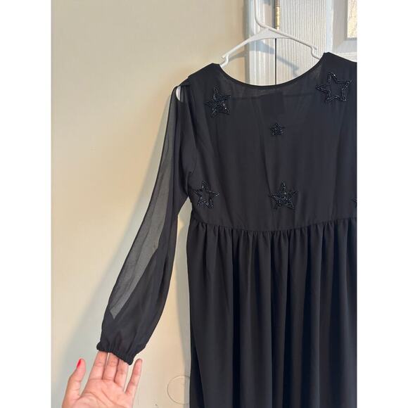 Chaser beaded star black maxi dress sz M - Picture 11 of 16